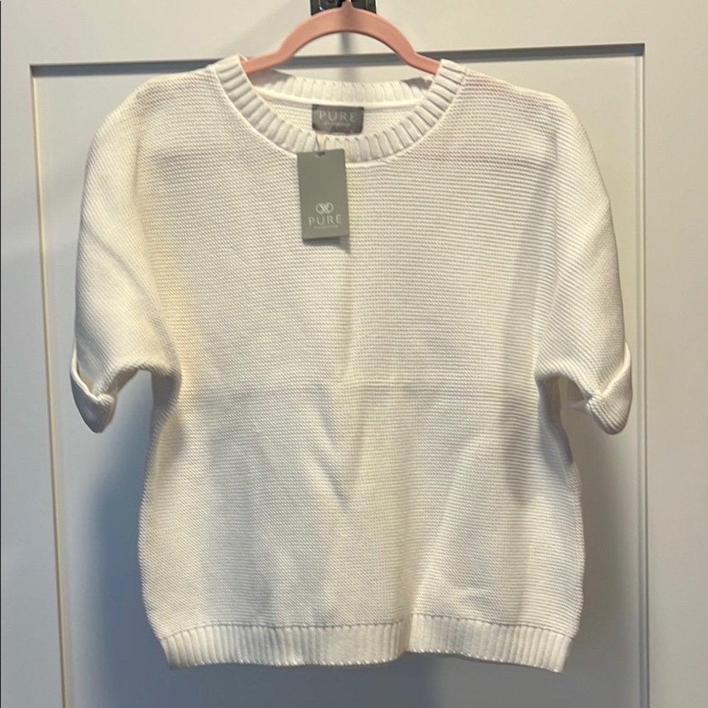 Pure Collection White Crew Neck Sweater with Relaxed Fit